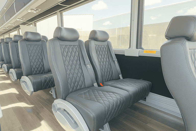 interior of Madera Coach Bus Service charter bus