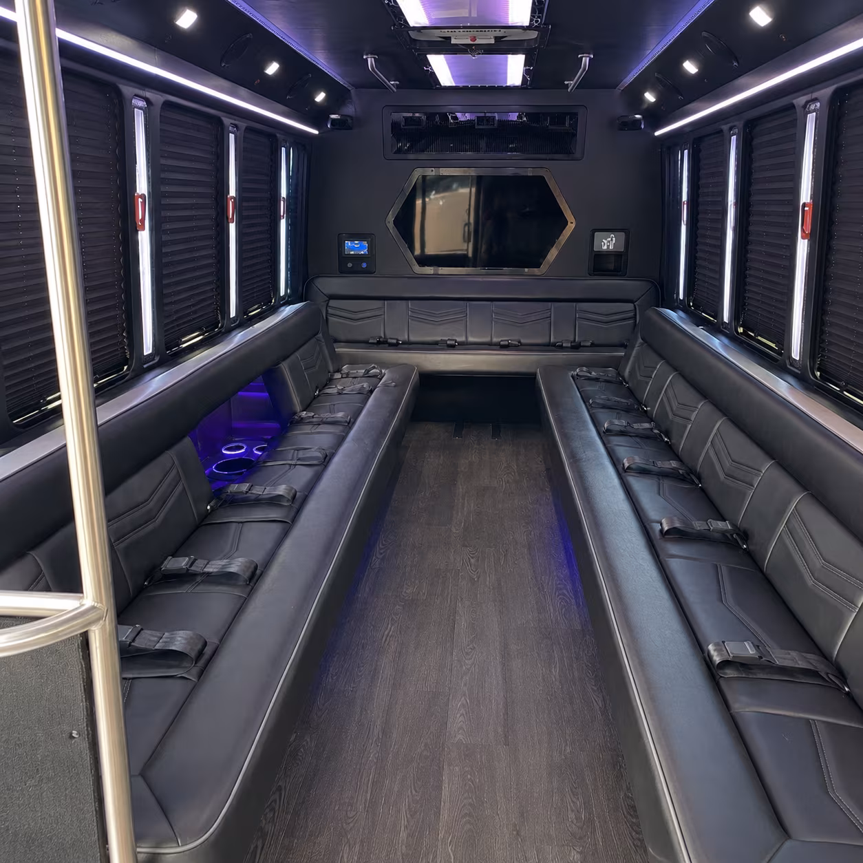 madera 18 passenger party bus interior