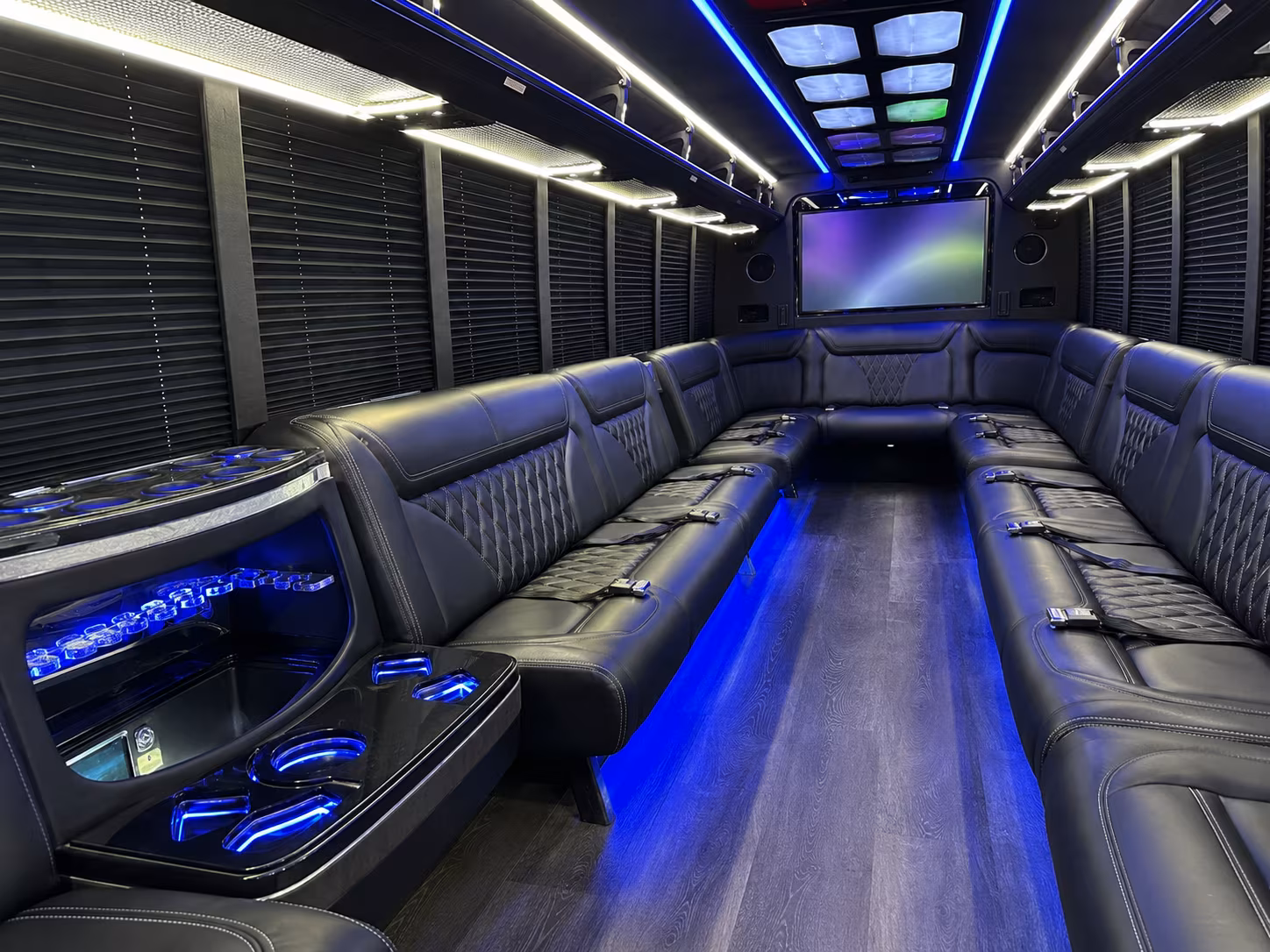 madera 20 passenger party bus inside