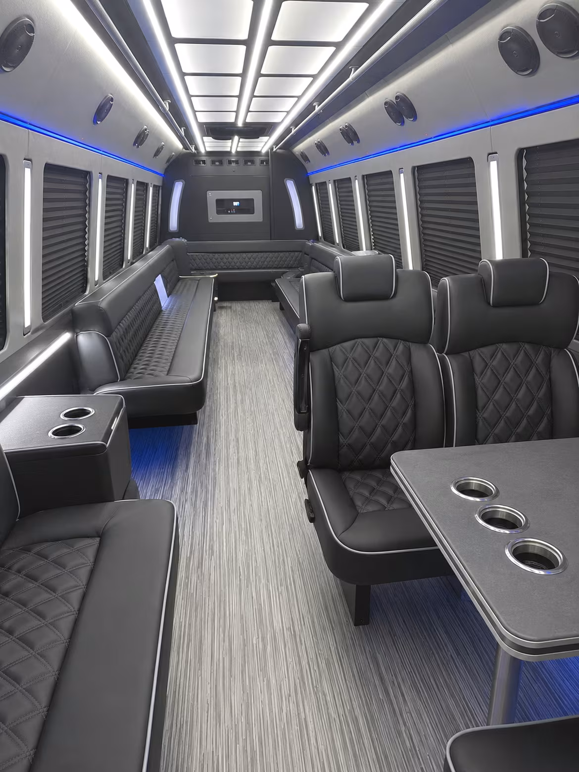madera 25 passenger party bus inside