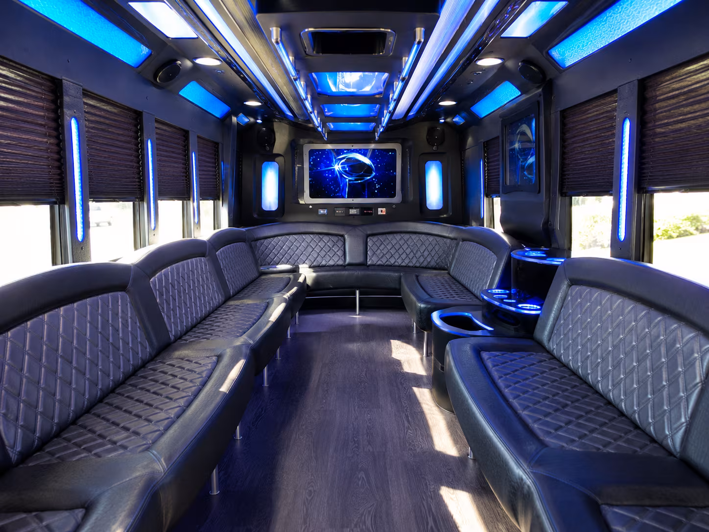 madera 28 passenger party bus inside