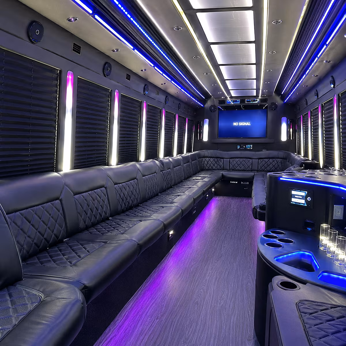 madera 30 passenger party bus inside