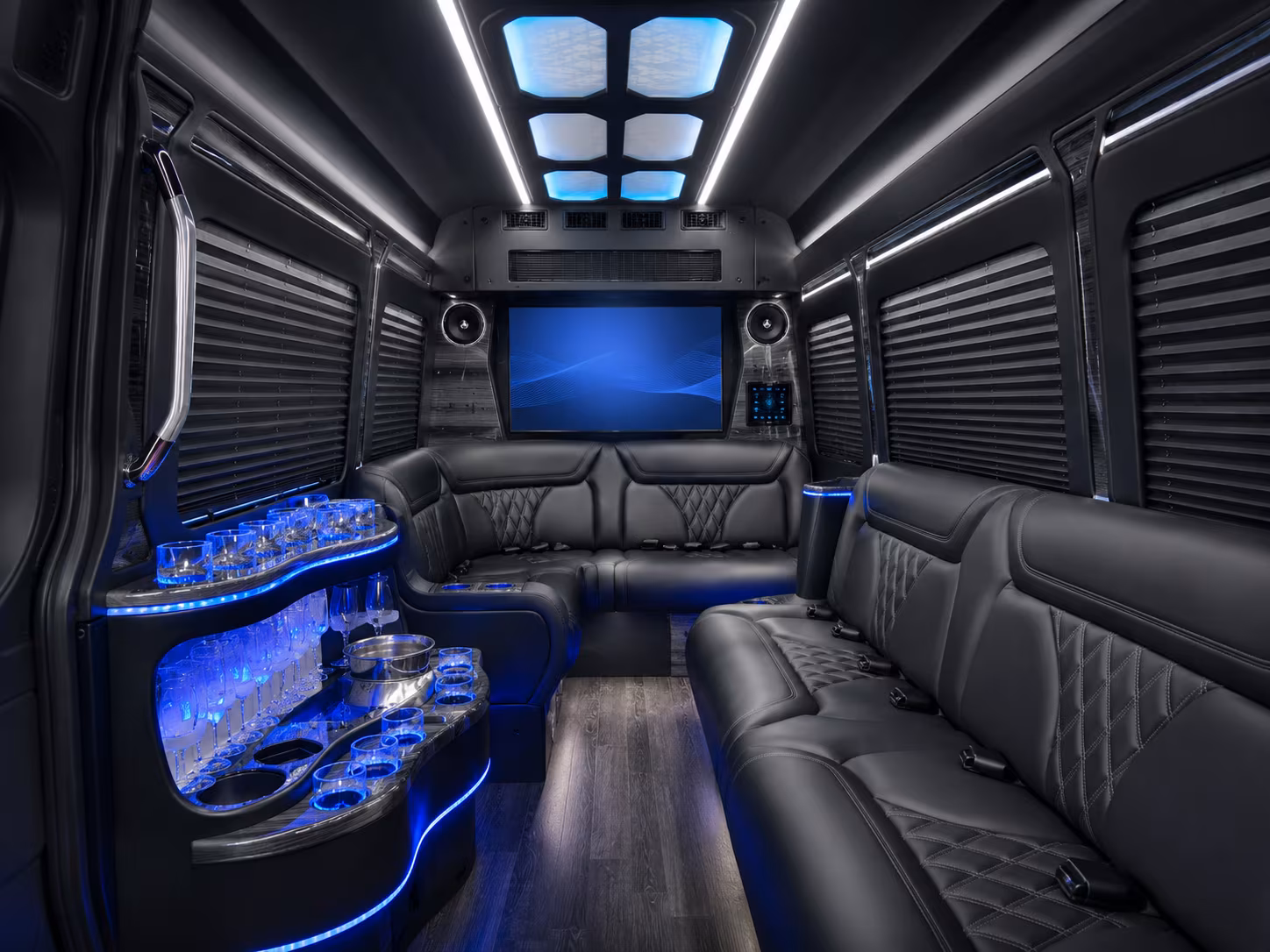 madera 30 passenger party bus interior