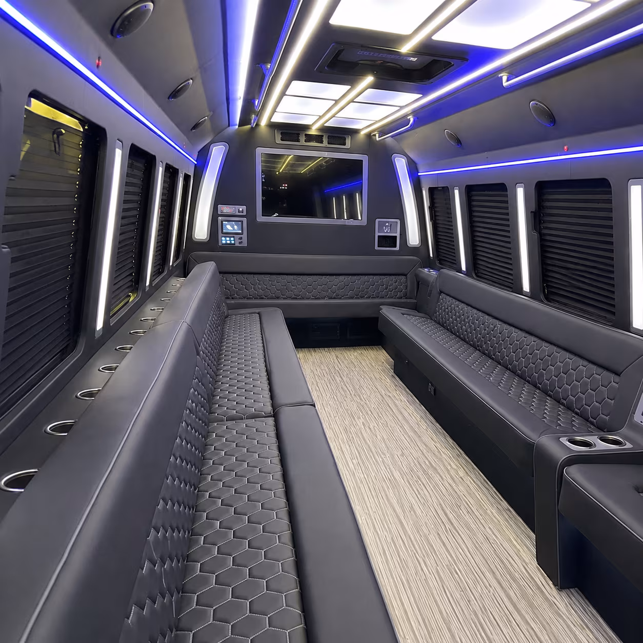 madera 40 passenger party bus inside