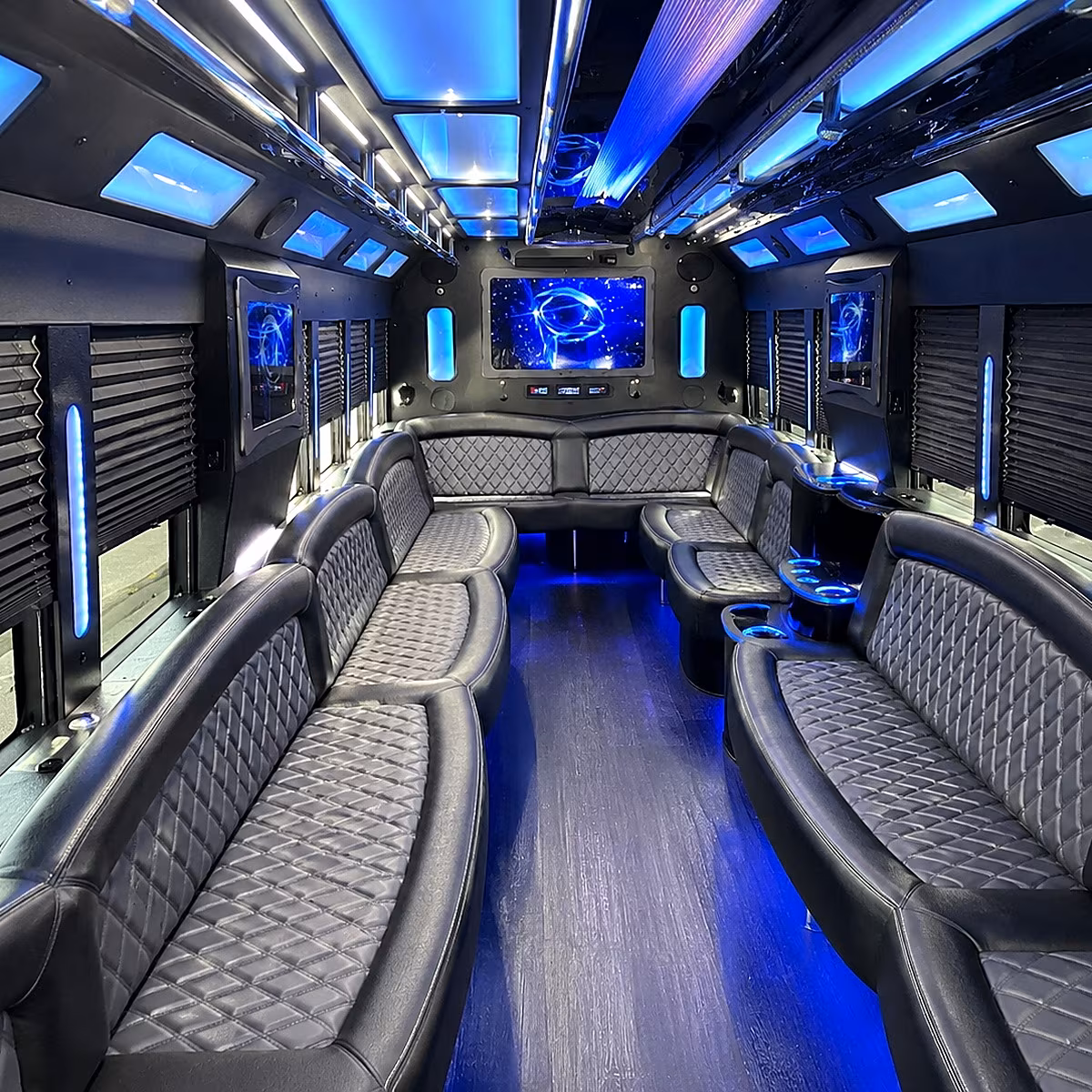 madera 50 passenger party bus interior