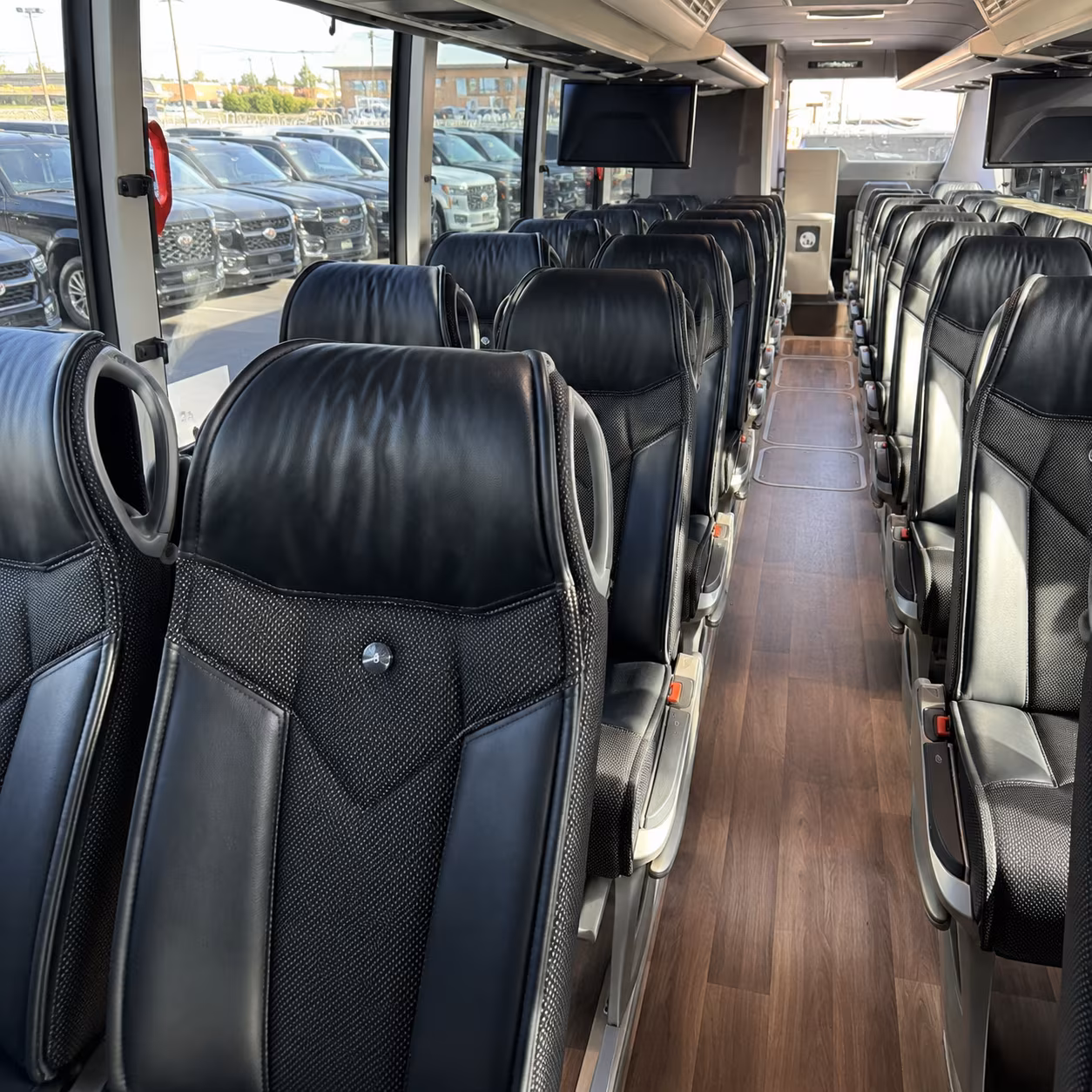 madera 56 passenger charter bus inside